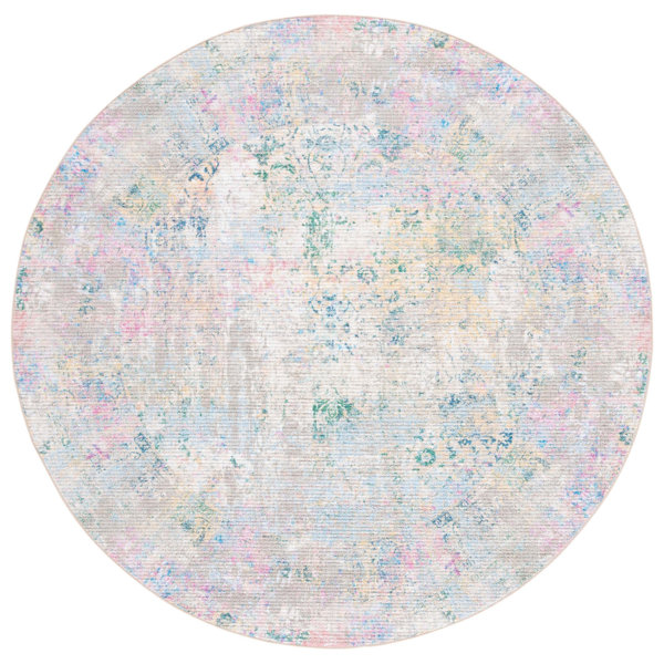 Williston Iraiz Performance Green/Pink Rug Wayfair